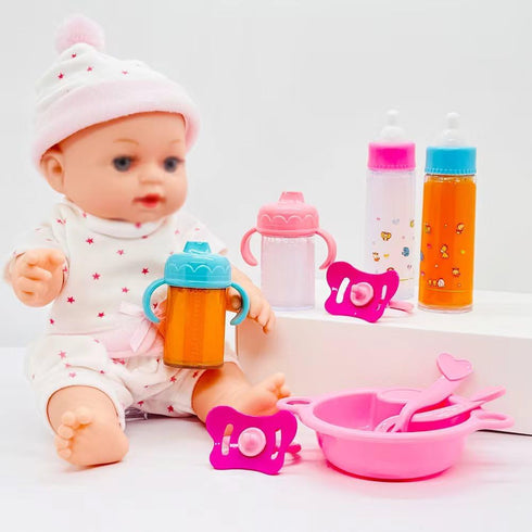 Baby Doll Accessories Playset with Magic Disappearing Bottles and Pacifier for 12-18" Dolls, Big Set for Girls