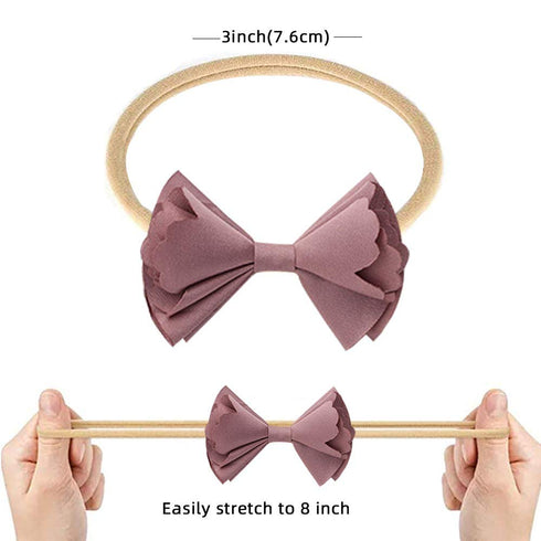 Baby Girls Soft Flower Hair Band - Nylon Elastic Headband Set of 10 for Toddler Infant Newborn