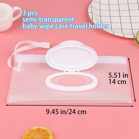 RANYUNSYZ 3Pcs Refillable Baby Wipe Case, Travel Wet Diaper Wipes Cases, Portable Waterproof Wipes Dispenser Container
