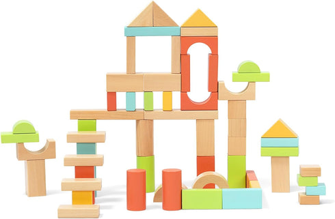 MEEYOO 100pcs 1-3, 1-3, Wooden Blocks for Toddlers Building Blocks for Toddlers Wooden Block for Baby Shower