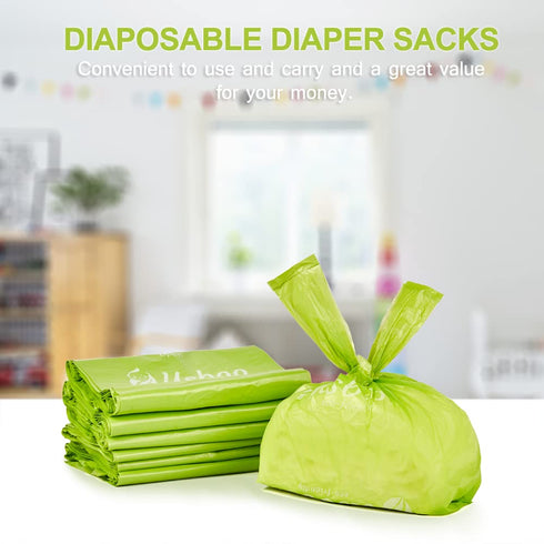 Bags,300 Count USBOO Baby Disposable Diaper Oxo-Biodegradable Diaper Sacks,Easy-Tie Handles,Diaper Disposal or Pet