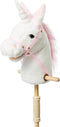 HollyHOME Plush Unicorn Stick Horse with Wood Wheels - Real Pony Neighing & Galloping Sounds Plush Toy - White 37