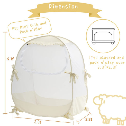 L RUNNZER Pack Pack Pop Up N Play Tent, Baby Net to Keep Toddler in, Mini Crib Canopy for and Play, See Through