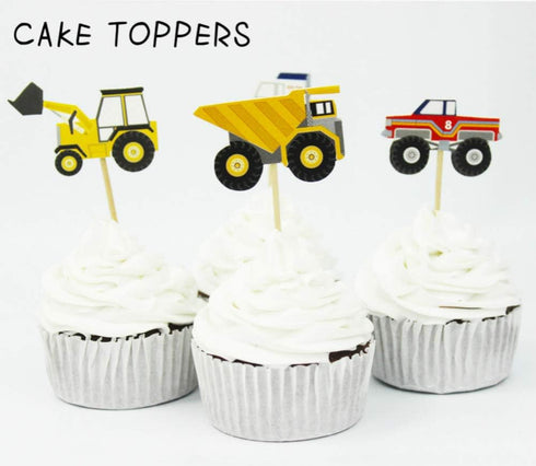 FIGEPO 3rd Construction Birthday Party Supplies for Boys with Dump Truck Theme, Includes Cake Toppers, Balloons