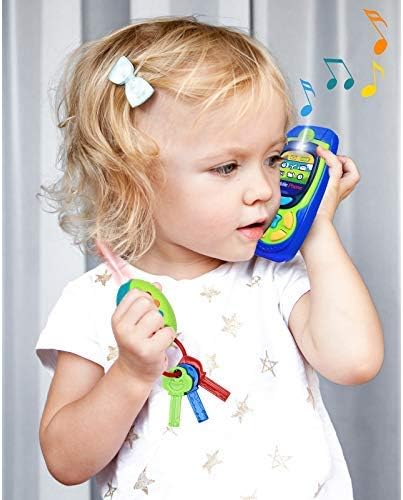 Click N' Play Pretend Play Cell Phone, TV Remote & Car Key Accessory Playset for Kids, Set of 3 with Lights & Sounds