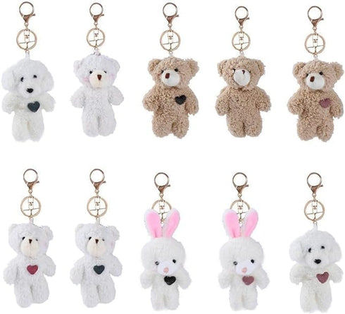 Brown Bear Pink Heart Keychain, Soft Cotton DIY Keychain, Crafts Stuffed Animals, Car Accessories