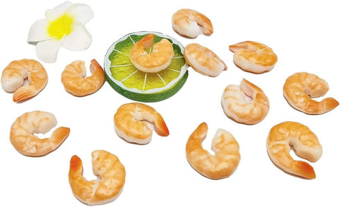 12pcs MAOMIA Artificial Shrimp Figures Lifelike Realistic Sea Life Seafood Model Toy for Home Kitchen Market Display
