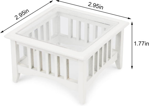 1:12 Dollhouse Coffee Table Miniature Furniture Scale Wooden Tea Table Square Shape Side Tables Acrylic Tabletop Props