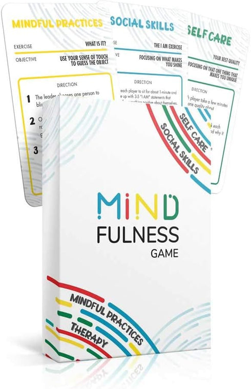 Mindfulness Therapy Game: 50 Cards for Kids, Teens & Adults to Teach Social Skills, Self Care & More