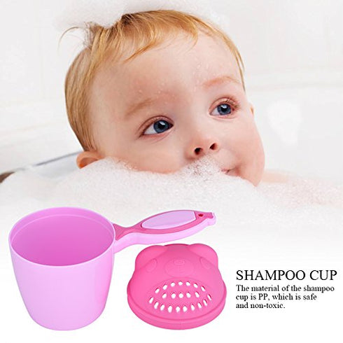 GLOGLOW (Pack of 2) Shampoo Rinse Cup Waterfall Shampoo Rinser for Kids, Cute Cartoon Shower Bathing Flusher Protection
