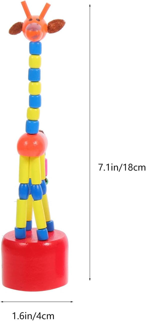 STOBOK 5Pcs Wooden Giraffe Figurine Toy - Finger Puppets Dancing Rocking Giraffe Push Up Toys for Kids (Random Style)