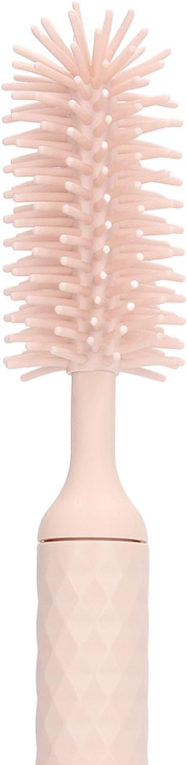Garosa Electric Baby Bottle Brush Set with Rotating Silicone Bristles, 2 Speeds, Pacifier & Straw Brush (Pink)