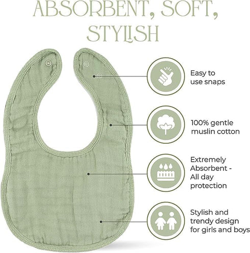 Set Comfy Cubs Muslin Baby Bibs and Muslin Burp Cloths Bundled