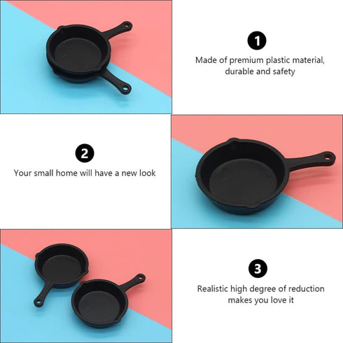 Ciieeo 10Pcs Dollhouse Miniature Plastic Frying Pans, Miniature Pots for Dollhouse Kitchen Cooking Accessories
