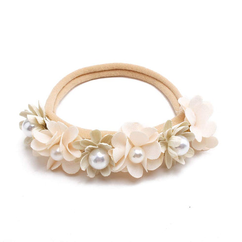 cherrboll 3pcs Baby Girl Flower Headbands - Super Soft & Stretchy Nylon Floral Hairbands for Newborn Toddler