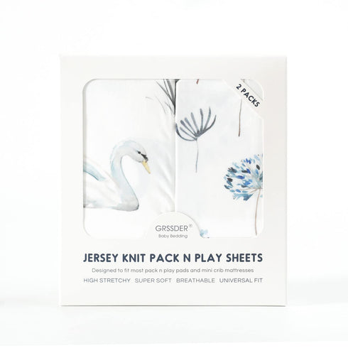 Pack 2 Pack, Pack n Play Sheets Fitted Stretchy Ultra Soft Jersey Knit and Play Sheets, Universal Fitted Portable/Mini