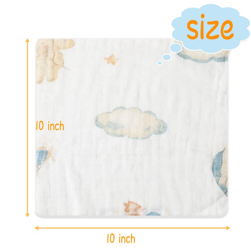 6Pack 10"X10" norinori Baby Msulin Washcloths Newborn Face Towel - Baby Muslin Burp Cloths Soft Absorbent Natural