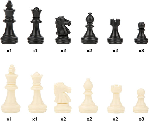 Standard Chess Pieces, 32 International Tournament Chessmen Replacement Set, Black and White