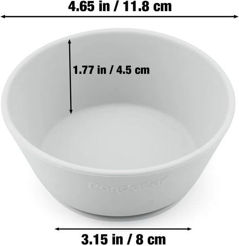 PandaEar 3 Pack Baby Suction Bowls, Silicone Food Bowls for First Stage Feeding, BPA-Free, Blue/Gray
