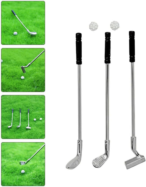jojofuny Miniature Golf Club Balls Set, 1 Set of Dollhouse Golfing Club, Mini Golf Clubs for 1:12 Scale Dollhouse