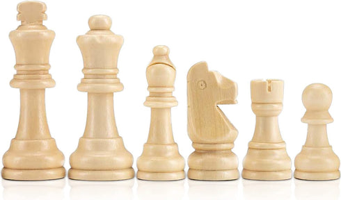 AMEROUS Wooden Chess Pieces Only, Staunton Style Wood Chessmen with 3.15" King, Storage Bag, Gift Packed Box