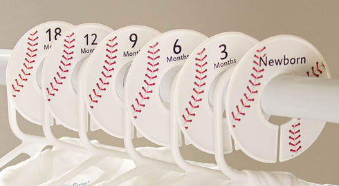 6 Baseball C196 Baby Boy Nursery Clothing Size Closet Dividers - 1.25 Inch Rod
