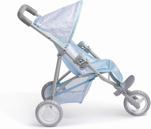 |3 3+ JC Toys | Berenguer Boutique Wheeled Folding Doll Jogger Stroller | Blue | Ages