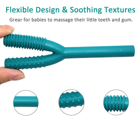 Teether Tubes for Babies 3-6 Months, 3 Pack Silicone Hollow Chew Tube Toy for Autistic Children, Y Shape