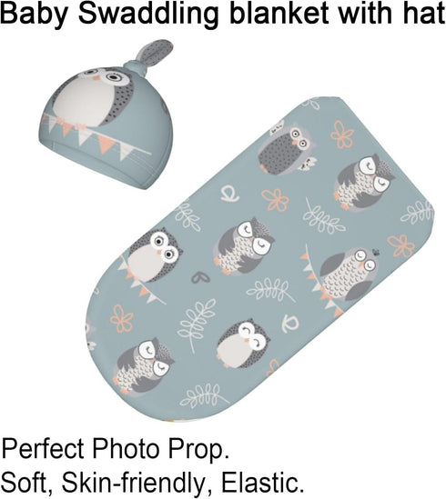 Swaddle Blanket for Baby - Swaddling Sleeping Sacks, Unisex Baby Stuff with Hat, Owl