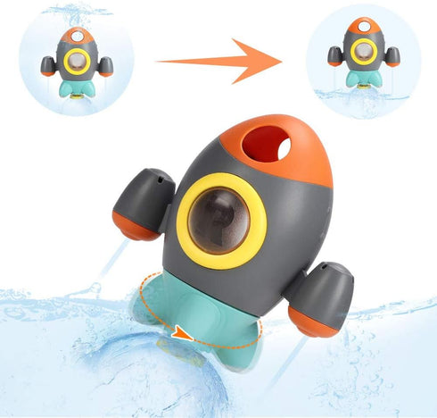 Baby Bath Toys, Space Rocket Shape Bathtub Toys for Toddlers, Spray Water Toys with Rotating Fountain for Kids