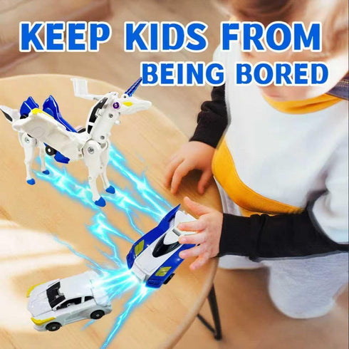 NIGVO 2 Collision Transforming Unicorn Car Toy Cars Crash & Transform into Unicorn Robot Toys for Kids Fun Gift