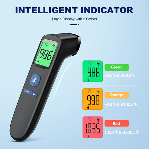 Non-Contact Thermometer for Adults and Kids, FSA Eligible, Touchless Infrared with Fever Alarm, Black