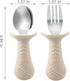 PandaEar Baby Toddler Fork and Spoon Utensil Set, 6 Pack Silicone Stainless Steel Silverware, BPA Free