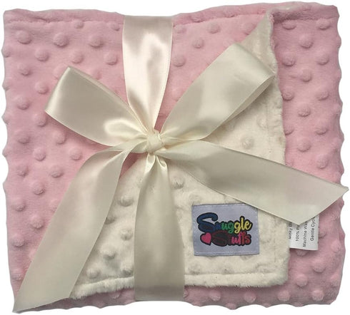 Reversible Unisex Children's Soft Baby Blanket Minky Dot - (Pink/Cream) by Snuggle Stuffs