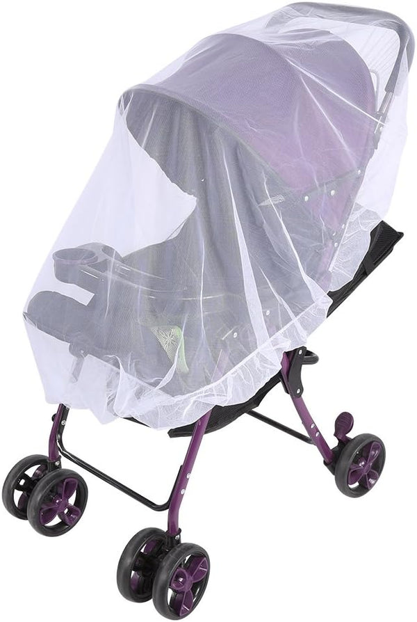 Baby Pushchair Net, Portable Soft Mesh Buggy Cover for Most Universal Size Strollers (White)