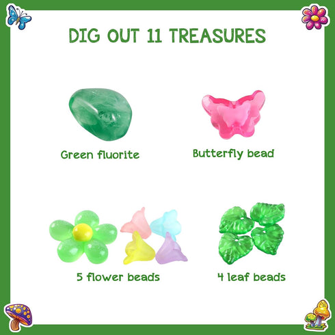 6+ EDUMAN Flower Fairy Scavenger Hunt Dig Kit - Treasure Dig Kit Arts & Crafts, STEM Educational Toy with Clue Cards