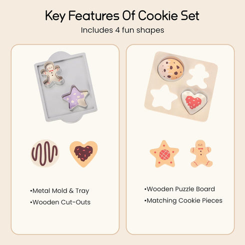 Set, Sets 3 4 5 Wooden Gingerbread Cookie Baking Play Food for Toddlers, Play Kitchen Accessories for Years Old Girls