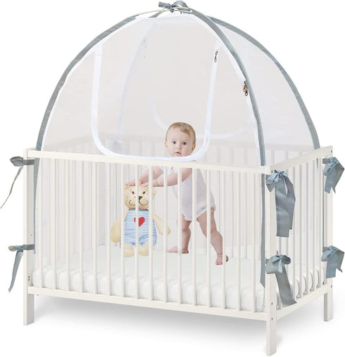 Baby & Beyond Baby Crib Tent Safety Net, Durable Strong Self-Locking Zippers, Protects from Climbing