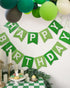 Green Happy Birthday Banner, Greenery Theme Party Bunting Supplies for Birthday Garland Nursery Hanging Decoration 13pcs