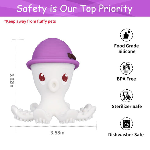Baby Teething Toys for 6-12 Months, Mombella Octopus Baby Teether for 12-18 Months, Soft Silicone Infant Chew Toy