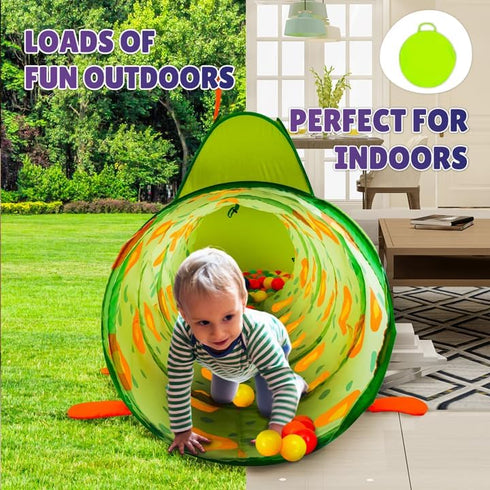 Kiddey Caterpillar Kids Play Tunnel and Tent, 2 Pc. Crawl Through Baby Ball Pit for Toddlers