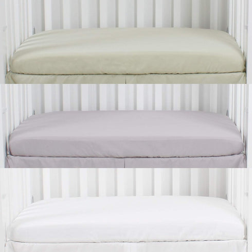 Microfiber 3 Pack Mini Portable Crib Sheets, Comfy Napping Surface for Baby, Fits 24" x 38", Green + Light Grey + White