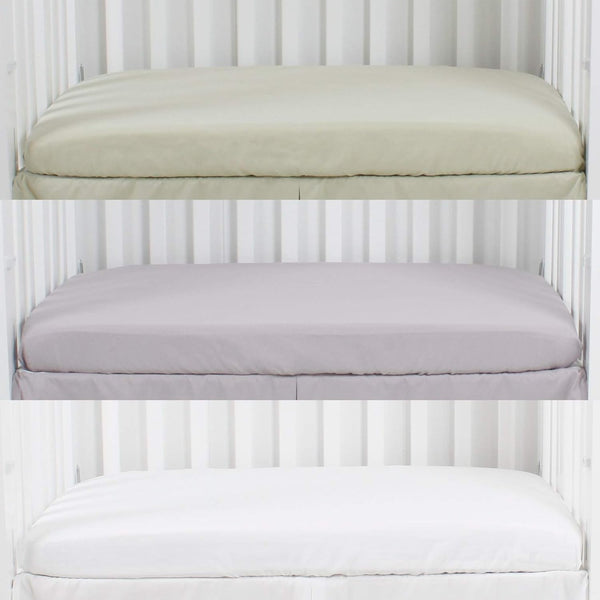 Microfiber 3 Pack Mini Portable Crib Sheets, Comfy Napping Surface for Baby, Fits 24" x 38", Green + Light Grey + White