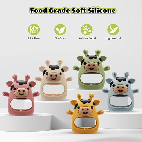 2 Pack 3-6 6-12 Baby Teething Toys for Months, Food Grade Silicone Infant Teether Mitten, Baby Essentials Teething