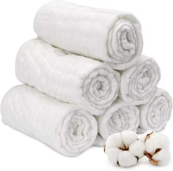 Muslin Burp Cloth for Baby Boys and Girls (6 Pack), Cotton Newborn Essential, Super Soft and Absorbent