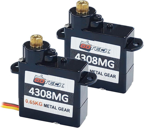 GOTECK 2PCS 4.3g Mini Servo, Micro Full Metal Gear Digital Servo,for RC
