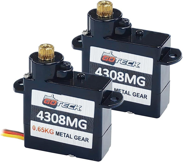 GOTECK 2PCS 4.3g Mini Servo, Micro Full Metal Gear Digital Servo,for RC