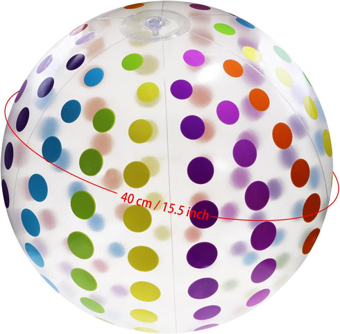 Big Beach Ball 15.5inch, Large Inflatable Rainbow Color Swimming Pool Party Ball for Summer Outdoor Water Games