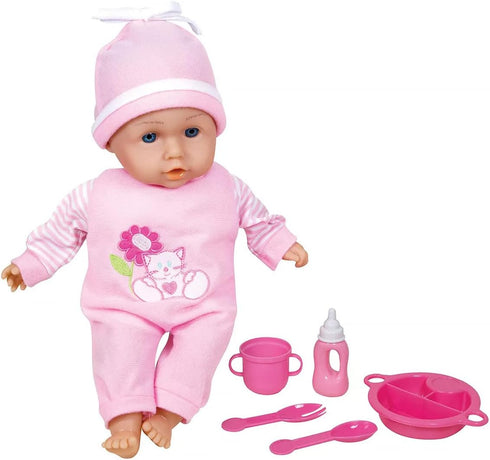 Lissi Dolls Talking Baby - 13 Inch Doll with Feeding Accessories in Pink