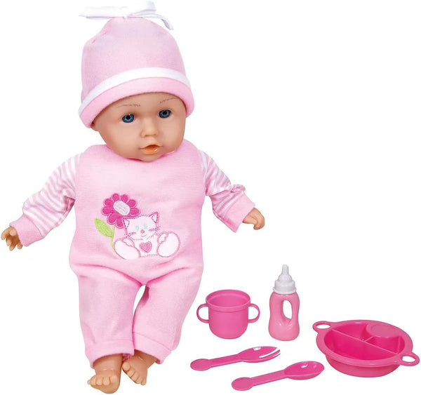 Lissi Dolls Talking Baby - 13 Inch Doll with Feeding Accessories in Pink